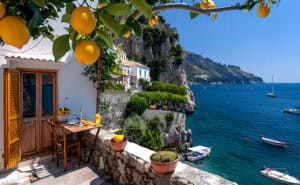 Amalfi Coast lemon terrace with sea view